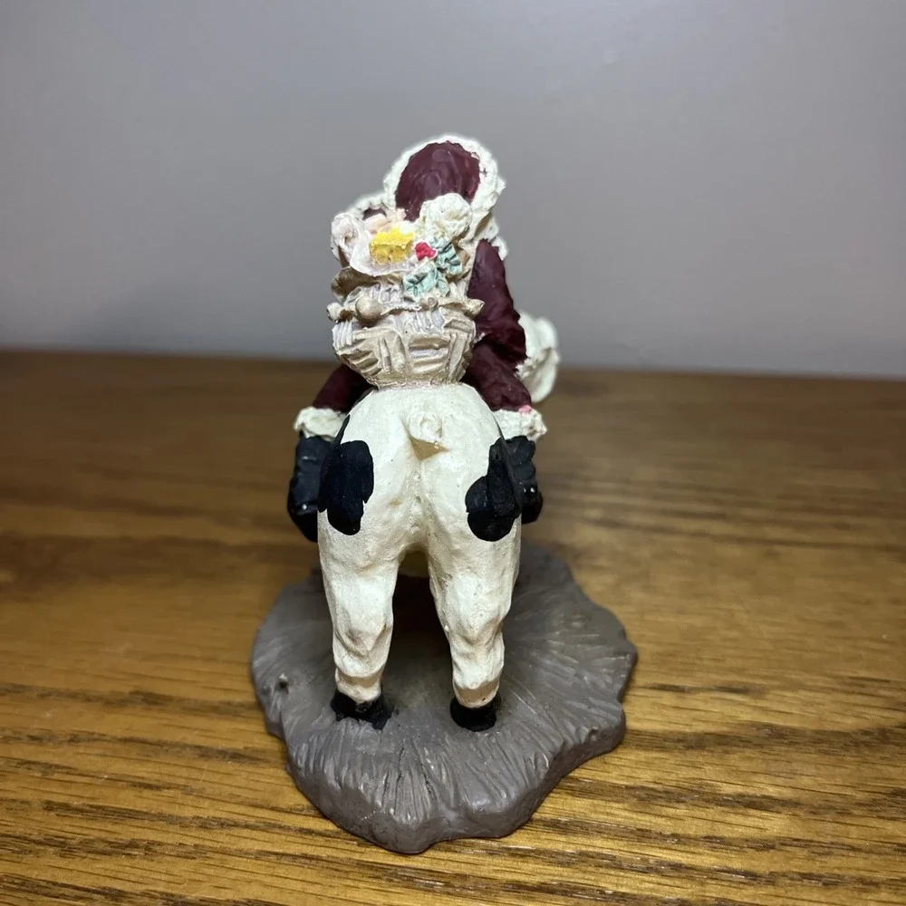Vintage 90s Santa Clause Riding Pig Resin Christmas Figure Kitschy Funky Farm